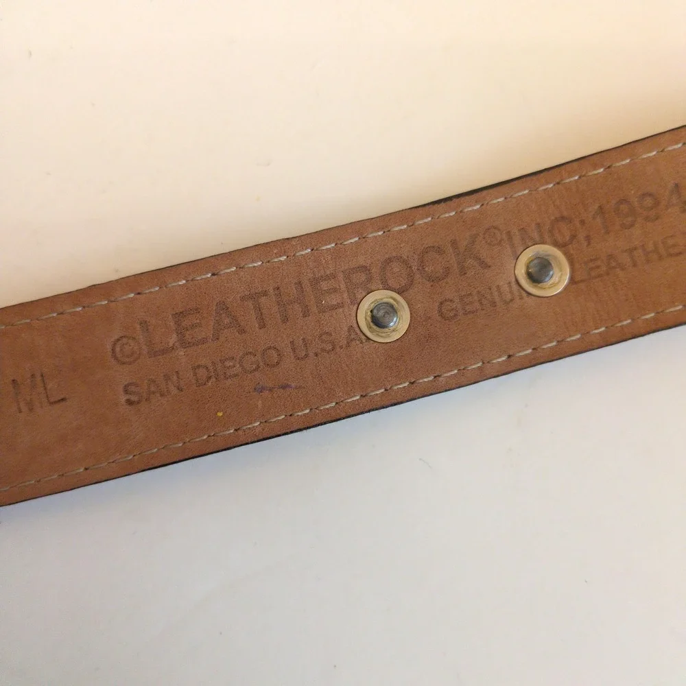 Vtg‎ 90s Leatherock Belt Brown Suede Gold Metal Modern Western Boho Chunky ML